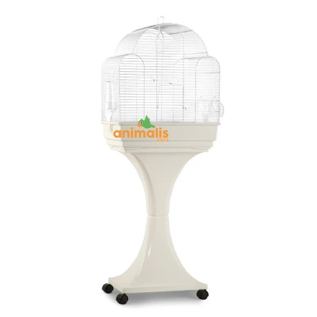Cage Oiseaux "Aurora" Blanche Avec Support Sur Roulettes - 51x35x129cm 3 Cage Oiseaux "Aurora" Blanche Avec Support Sur Roulettes - 51x35x129cm