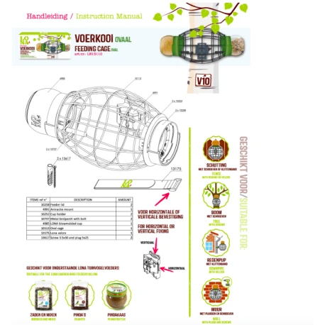 Mangeoire Lona "Voerkooi V10" - Vert - 32x15cm 4 Mangeoire Lona "Voerkooi V10" - Vert - 32x15cm – Image 2